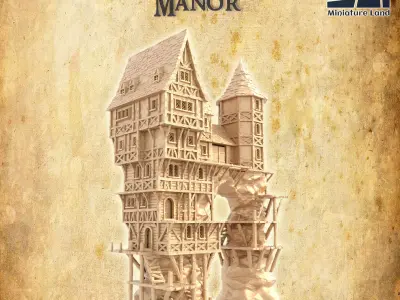 Seaside Cliff Manor Tabletop Terrain 28 MM 3D print model