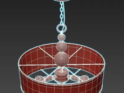 hinkley pendant light with drum shade and gold accents 3D model
