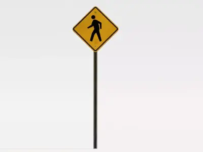 Crosswalk Sign 3D model Low-Poly Low-poly 3D model