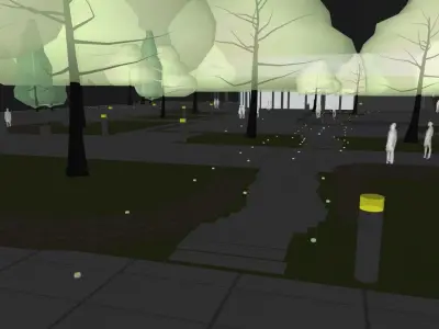 Public city square with alleys and shops with bike ramp-roof 3D model