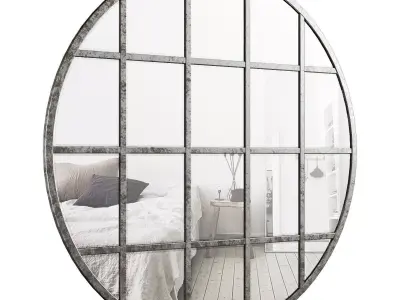 Yatendra Round Beveled Window Accent Mirror GRKS6795 3D model