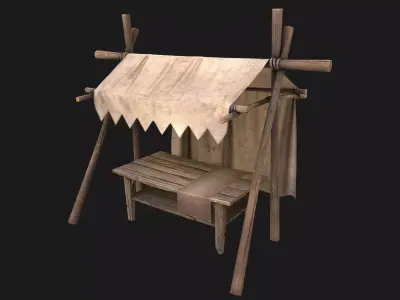 Market stall Low-poly 3D model