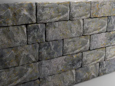 High Poly Natural Stone Wall 3D model