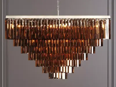 RH 1920S ODEON SMOKE GLASS FRINGE SQUARE  7-TIER Nickel 3D model