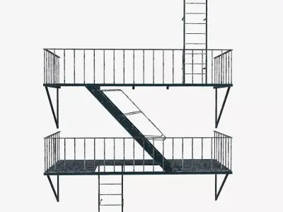 Fire Escape old Low-poly 3D model