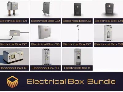 Electrical Box Set Low-poly 3D model