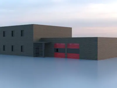 City Fire Station 1 Low-poly 3D model