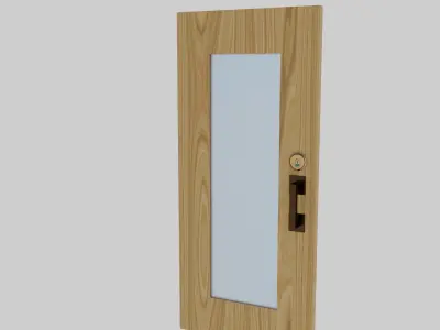 Wooden and Glass door brass finishing  3D model