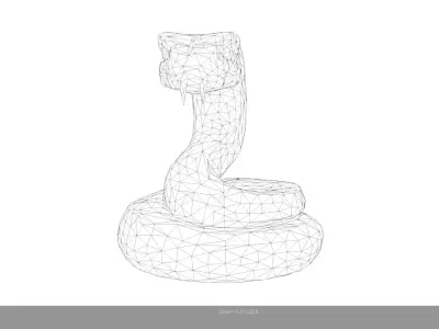 Low Poly Stylized Snake Statue Low-poly 3D model