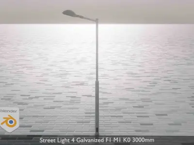 Street Light 4 Galvanized F1 M1 K0 3000mm Low-poly 3D model