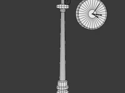 Vintage Street Clock Low-poly 3D model