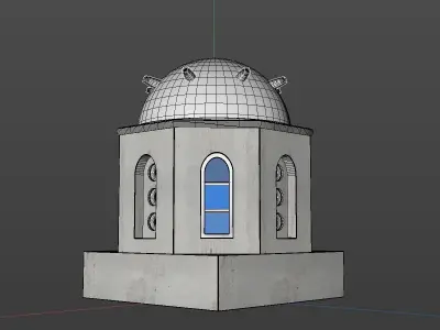 Santorini Blue and White Greek 3D Buildings x 7 Models  Low-poly 3D model