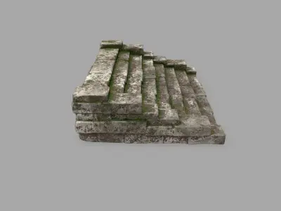 stairs 3 set of stone steps Low-poly 3D model