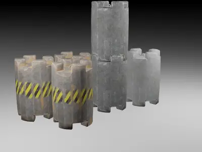 Concrete Barriers Pack  Low-poly 3D model