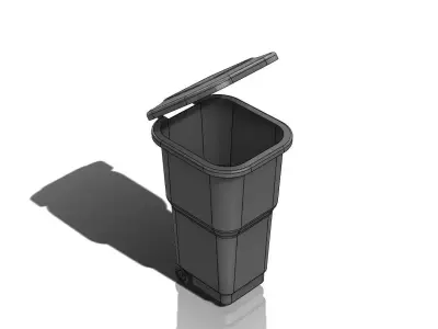 Wheelie Bin with lid Low-poly 3D model