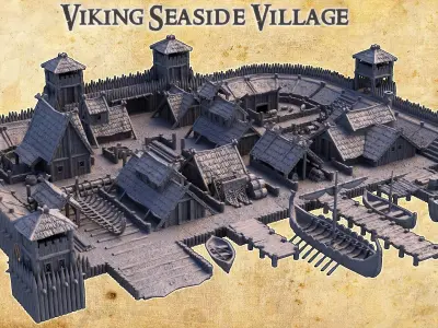iking Seaside Village - Tabletop Terrain - 28 MM 3D print model