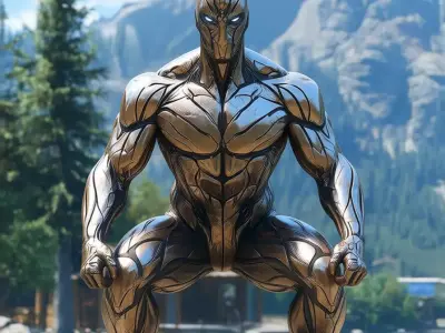 Bronze Colossus Character Muscular Metallic Figure 3D Low-poly 3D model