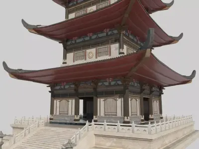 Ancient Asian Architectural Pagodas 3D model