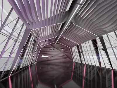 Sci Fi Exhibition Abstract Concept hall inteiror clear 3D model 3D model