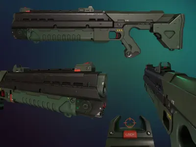 Sci-Fi Laser Shortgun Low-poly 3D model