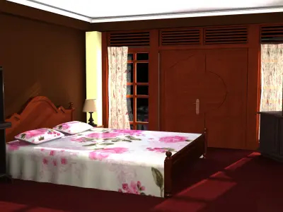 Room Model bedroom with bed and dresser 3D model