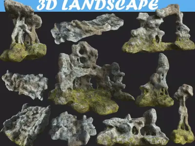 Low poly Fantasy Cave 03 Low-poly 3D model