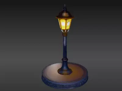 Stylized Night Street Lamp Background 3D Model for Animation 3D model