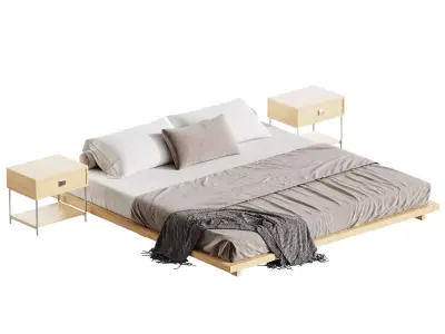 Japanese Style King Low Bed 3D model