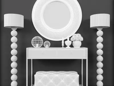 Decorative set-1 3D model console table and lamps Low-poly 3D model