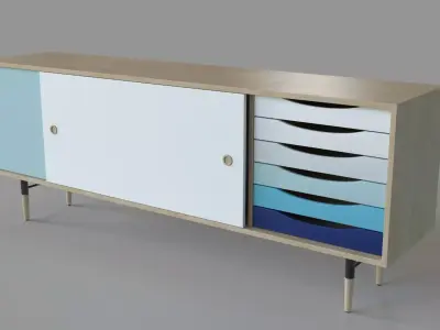 Unson Media Console Maple 3D model