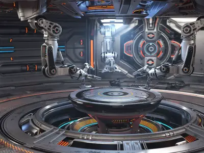 Sci-Fi Robotic Factory - Rigged  3D model