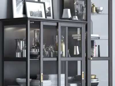 MALSJO Glass-door cabinets black stained black stained 3D model