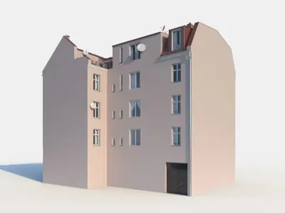 Residential City Building - Corner - 11 - Storefront and Stucco 3D model