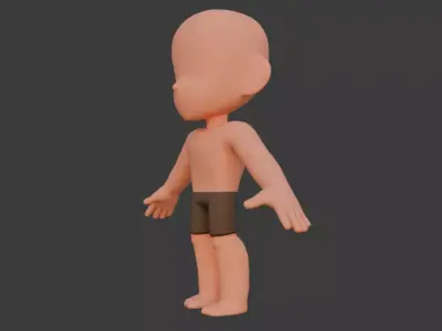 Stylized Cartoon Character Base Mesh Low-poly 3D model