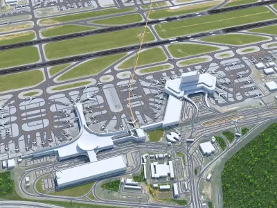 Sheremetyevo International Airport 20km Low-poly 3D model