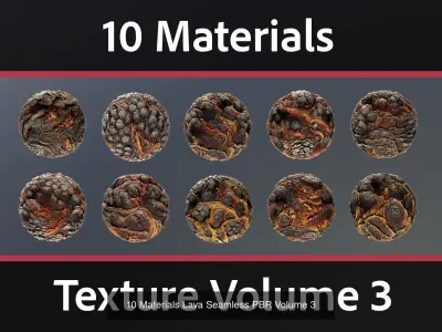 30 Materials Lava Seamless PBR Bundle 1 Texture