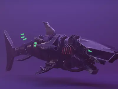 Sea Horror Scary Robo Shark Low-poly 3D model