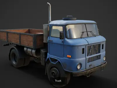 IFA w50 lorry trucks game ready assets 3D Model Pack