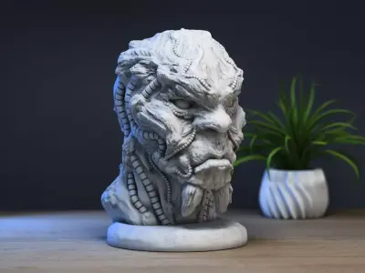 Demon creature Headphone Stand Cyborg Headset Stand 3D print model purchase