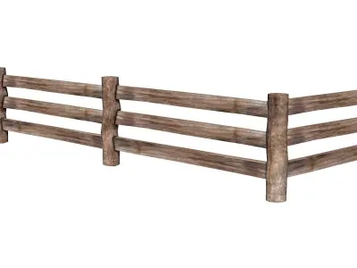 Wooden Fence  Low-poly 3D model