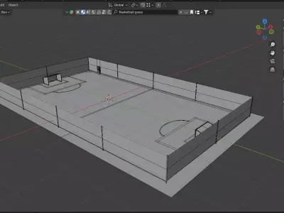 Outdoor Basketball Court 3D Model - PBR Low Poly Low-poly 3D model