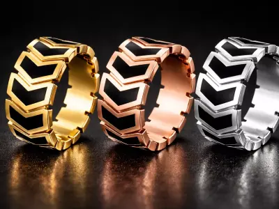 Geometric Grid 9mm Wide Band Modern Architectural Ring 18k Gold 3D print model