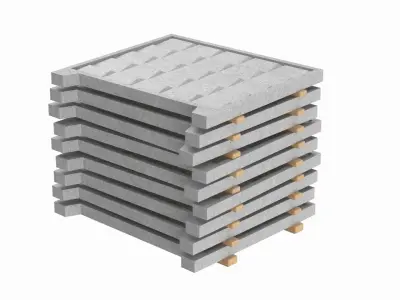 Concrete Fence On Wooden Planks 3D model