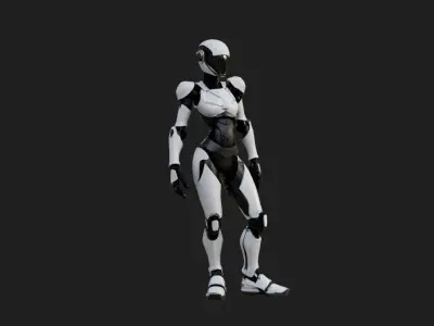 Female Robot Animated LynX Low-poly 3D model