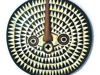 Carved African Wooden Mask 3D model