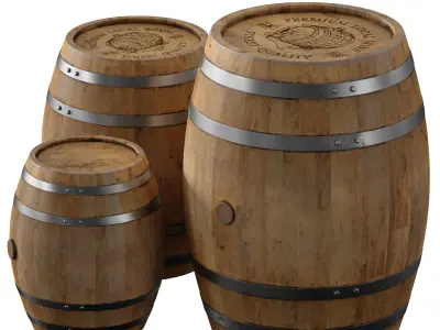Wooden barrels 3D model
