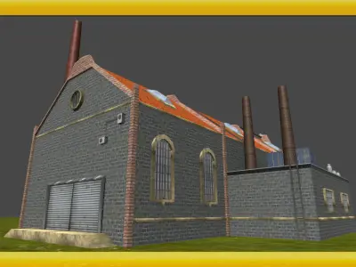 Factory Model 3D church in countryside Free low-poly 3D model