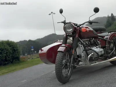  Retro Motorcycle Ural M70 with Cradle Maroon Color Rigged 