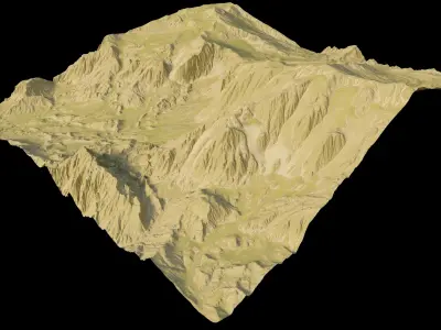 snowy mountains with steep slopes Low-poly 3D model