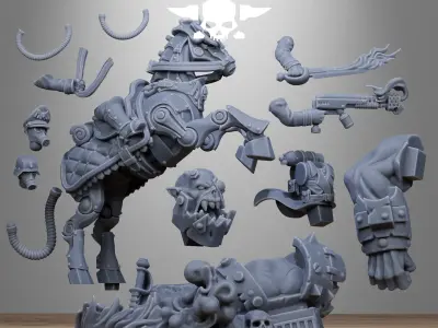 GrimGuard Officer Horseman 3D print model